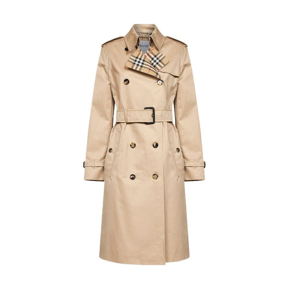 Burberry Women Honey Beige Gabardine Long Lakefield Trench Coat